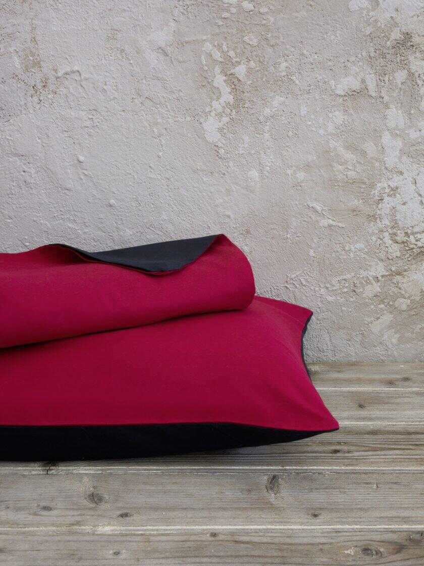 Σετ Παπλωματοθήκη Μονή Abalone - Ruby Red / Black