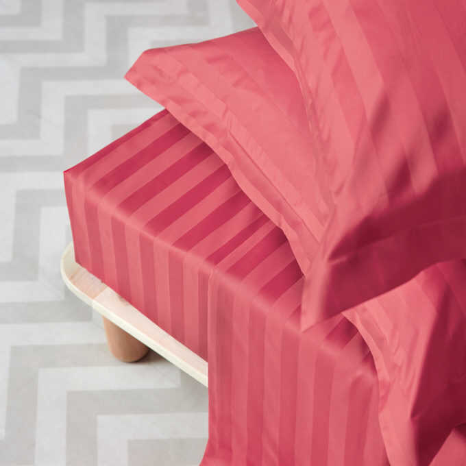 Σετ Παπλωματοθήκη Υπέρδιπλη 240x255 SATIN STRIPES CORAL
