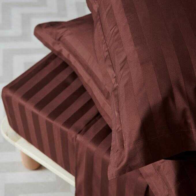 Σετ Παπλωματοθήκη Υπέρδιπλη 240x255 SATIN STRIPES BRUNETTE