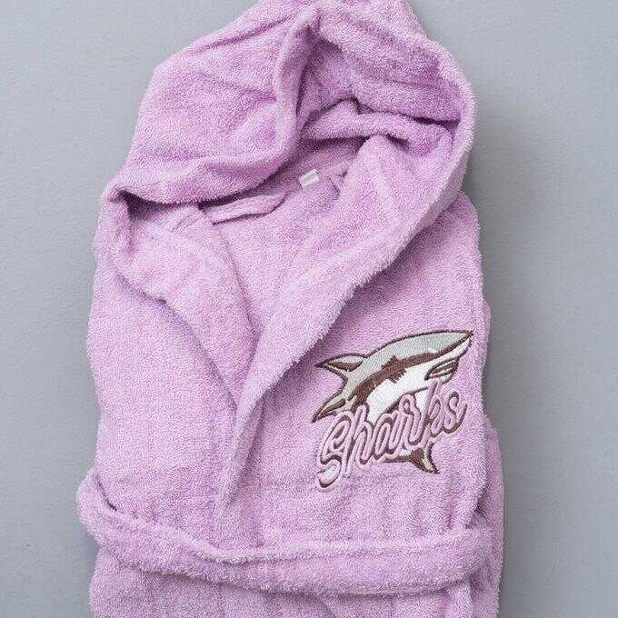 Μπουρνούζι με Κουκούλα Kids Bath SHARK LILAC 12-14