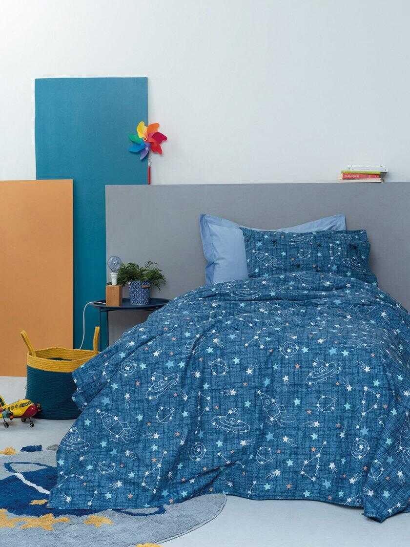 Σετ Παπλωματοθηκη Μονή Φωσφοριζέ 170x250 COMET BLUE
