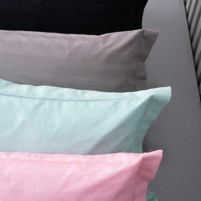 Ζευγος Μαξιλαροθηκες Oxford 50x75 SATIN STRIPES ROSE