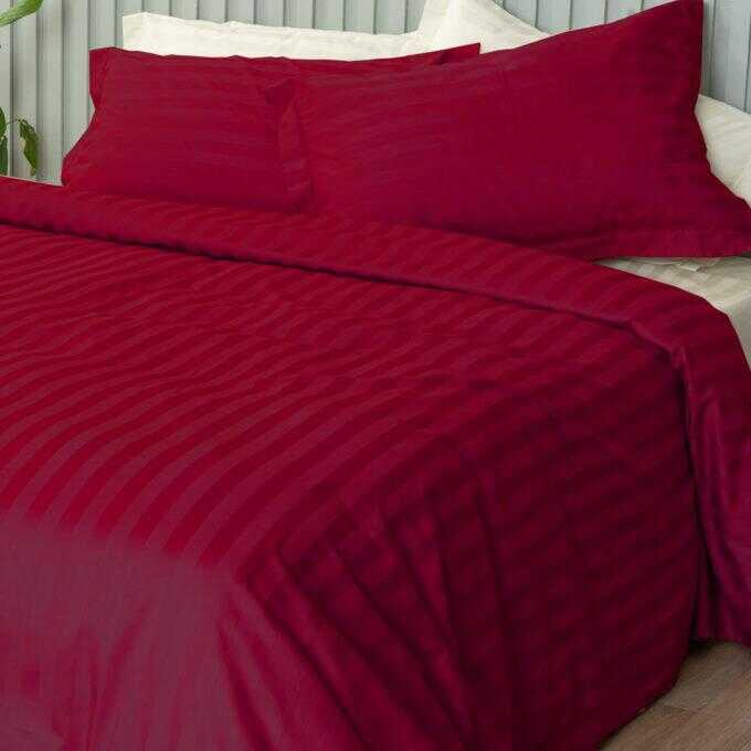 Ζευγος Μαξιλαροθηκες Oxford 50x75 SATIN STRIPES HS RED