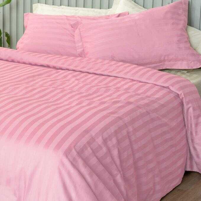 Ζευγος Μαξιλαροθηκες Oxford 50x75 SATIN STRIPES HS ROSE