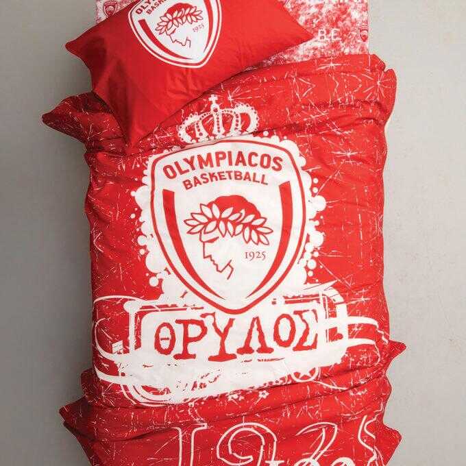 Σετ Μονά Σεντόνια Olympiacos B.C. 170x260 BC7 Με Λάστιχο