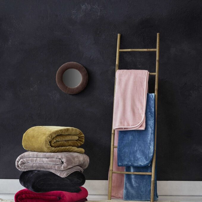 Κουβέρτα Βελουτέ Μονή 160x220 Coperta - Cigar Beige