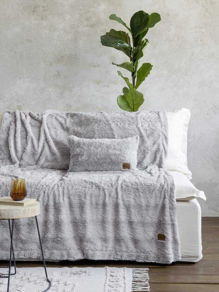 Κουβέρτα καναπέ 130x170 - Velure Light Gray