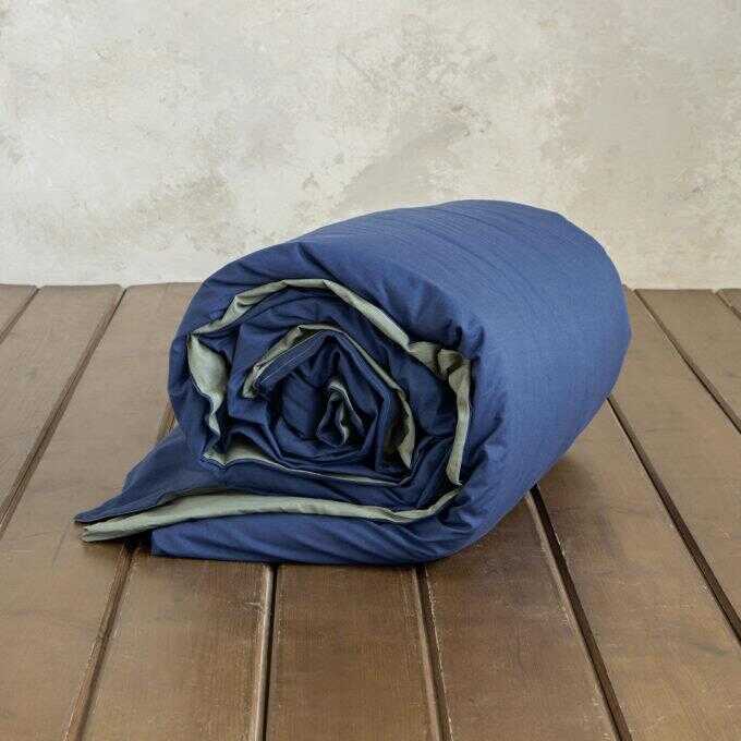 Παπλωματοθήκη Υπέρδιπλη Colors - Rock Green / Dark Denim