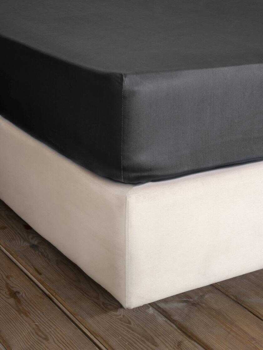 Σεντόνι Γίγας με Λάστιχο Superior Satin - Black