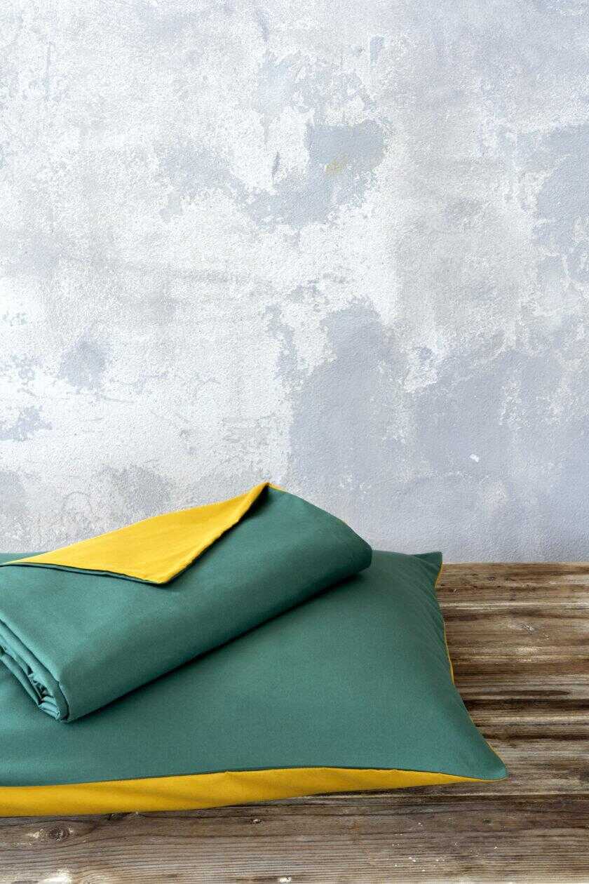 Σετ Παπλωματοθήκη Μονή Abalone - Green / Mustard Beige