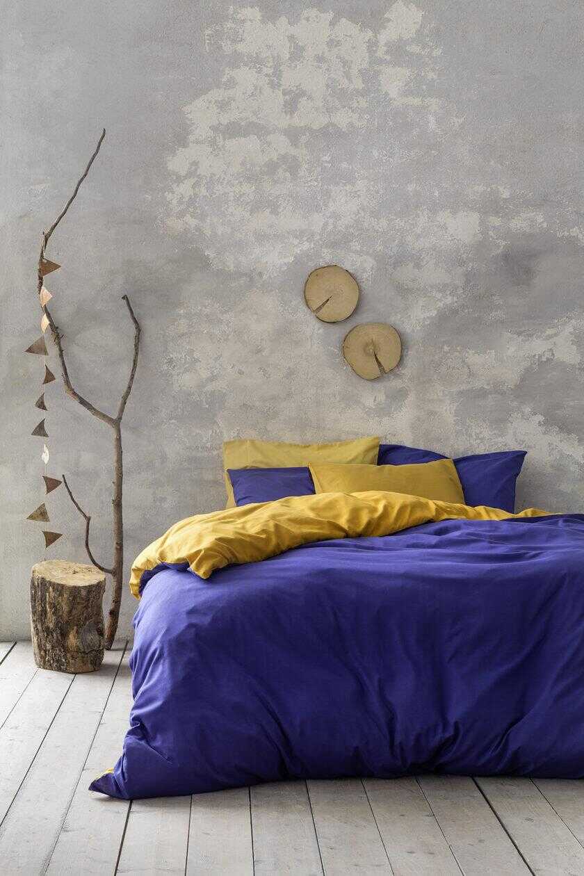 Σετ Παπλωματοθήκη Υπέρδιπλη Abalone - Blue / Mustard Beige