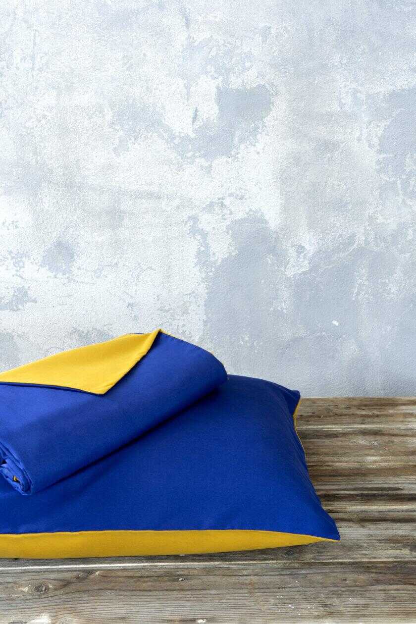 Σετ Παπλωματοθήκη Υπέρδιπλη Abalone - Blue / Mustard Beige