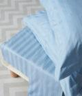 Σετ Υπέρδιπλα Σεντόνια 240x270 SATIN STRIPES BLUE