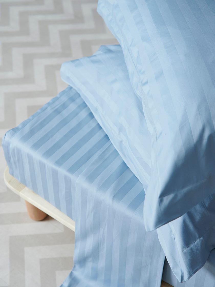 Σετ Υπέρδιπλα Σεντόνια 240x270 SATIN STRIPES BLUE