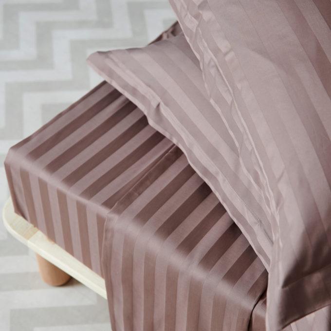 Σετ Υπέρδιπλα Σεντόνια 240x270 SATIN STRIPES MOKA