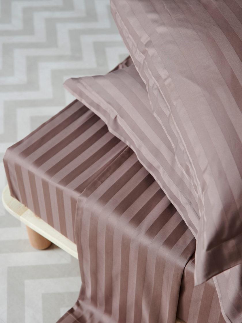 Σετ Υπέρδιπλα Σεντόνια 240x270 SATIN STRIPES MOKA