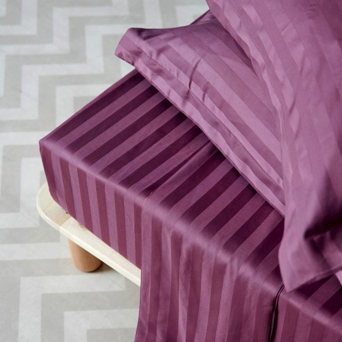Σετ Υπέρδιπλα Σεντόνια 240x270 SATIN STRIPES ORCHID