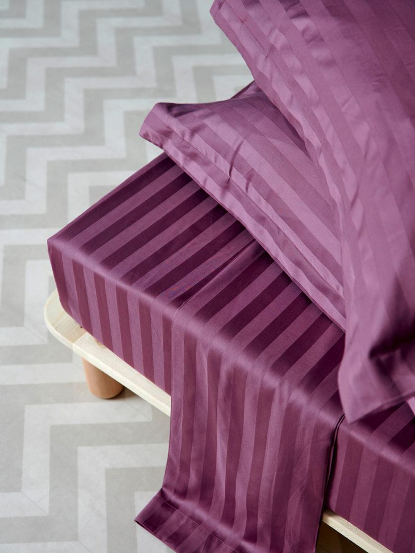 Σετ Υπέρδιπλα Σεντόνια 240x270 SATIN STRIPES ORCHID