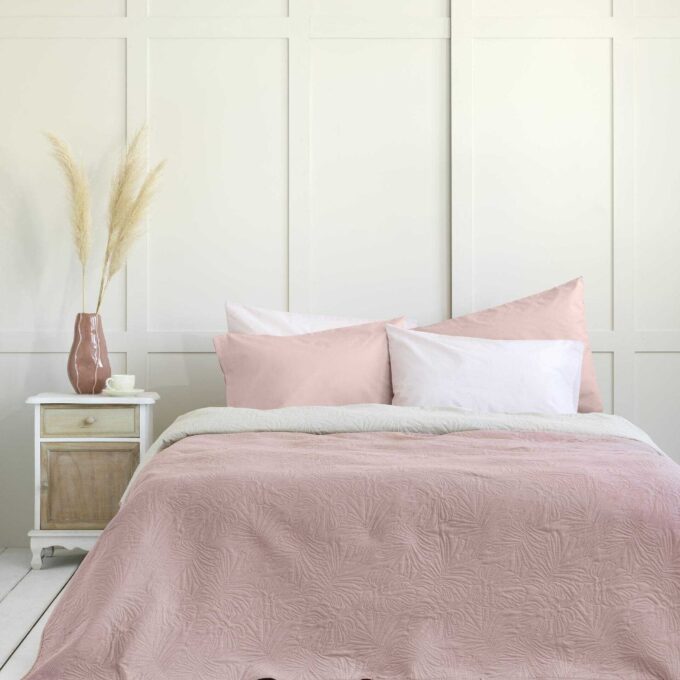 Κουβερλί Υπέρδιπλο 220x240 - Natara Light Beige / Rose Pink