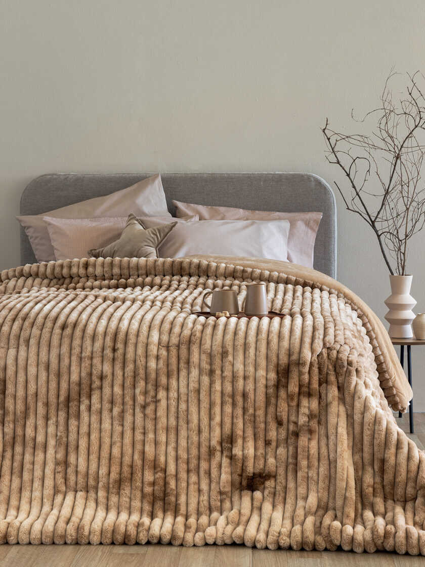 Κουβερτοπάπλωμα Υπέρδιπλο 220x240 TIDI/2 BEIGE