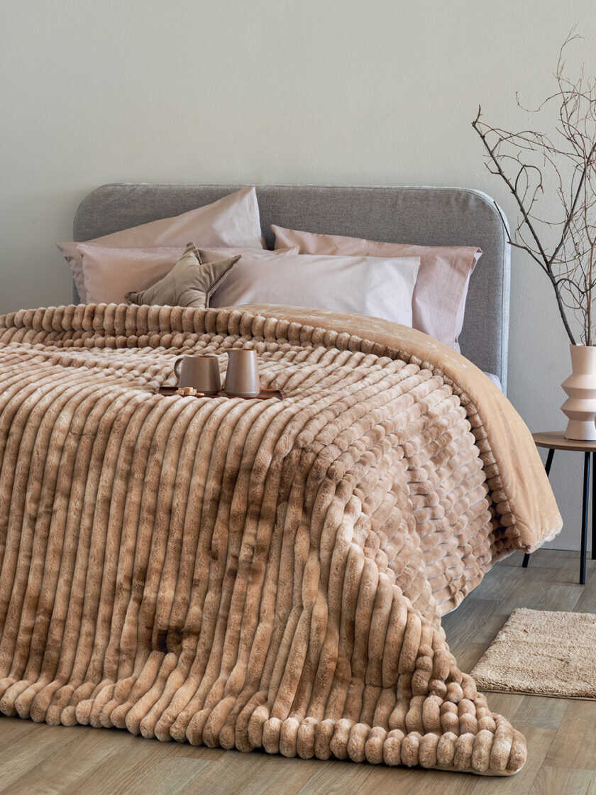 Κουβερτοπάπλωμα Υπέρδιπλο 220x240 TIDI/2 BEIGE