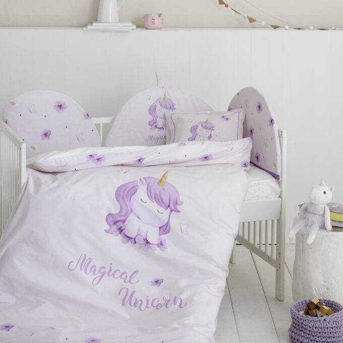 Σετ Σεντόνια Κούνιας με Λάστιχο - Magical Unicorn