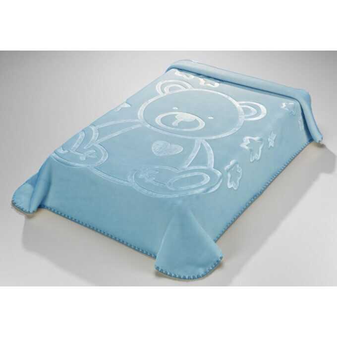 Κουβέρτα βελουτέ ανάγλυφη MORA KIDS COLOUR 110X140 γαλαζια 85% ακρυλικό & 15% πολυέστερ-1