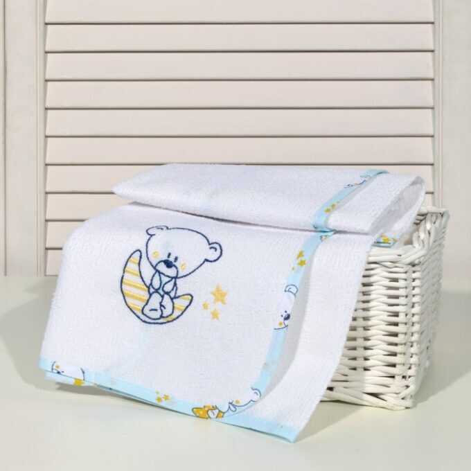 Oliver Baby des.181 Σελτεδάκι Με Κέντημα Σιέλ Αρκουδάκι 50x70 190 γρμ/τμ-1