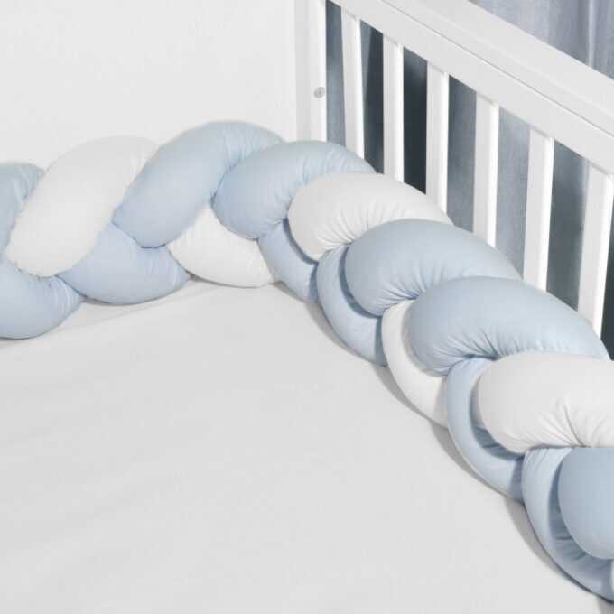 Oliver Baby Des.3110 πλεξούδα Λευκή-Σιέλ τριπλή Βαμβακερή 20x200-1