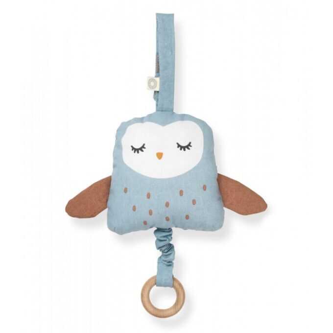 Μουσικό κουτί UGLA BLUE OWL από 100% οργανικό βαμβάκι-1