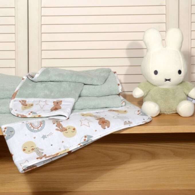Oliver Baby σετ πετσέτες μέντα 2 τεμ σχέδιο 413-1 100% βαμβάκι 450 ΓΡΜ/ΤΜ - 30Χ50 70Χ120-1