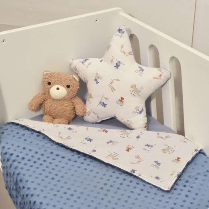 Oliver Baby Des.414 Minky Κουβέρτα Αγκαλιάς Διπλής Όψης Ραφ 75x95-1