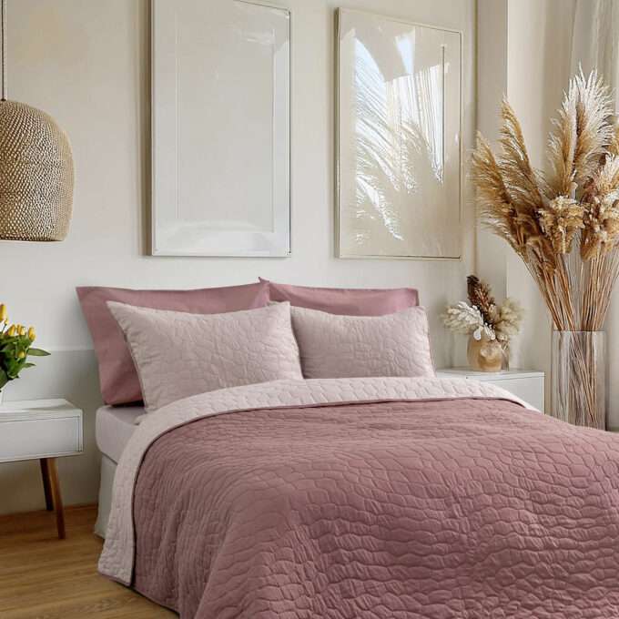Κουβερλί Υπέρδιπλο 220x240 - Nala Wild Dusty Pink / Apple