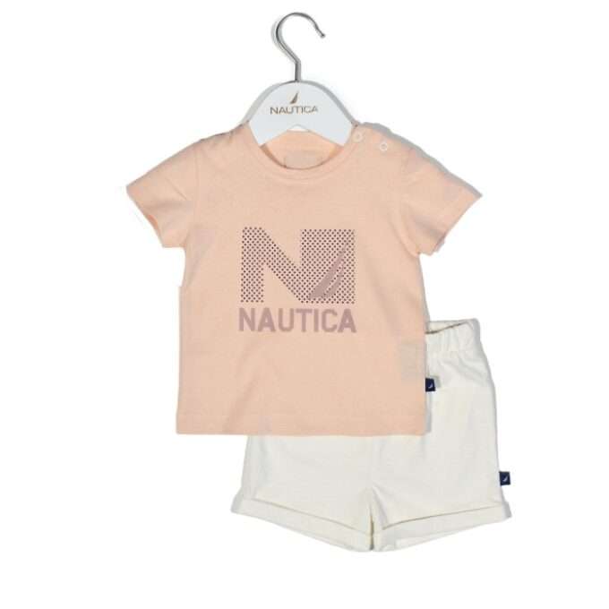 Nautica Des.16 Σετ T-Shirt & Shorts Jersey Salmon/Ecru 98cm 3 ετών-1