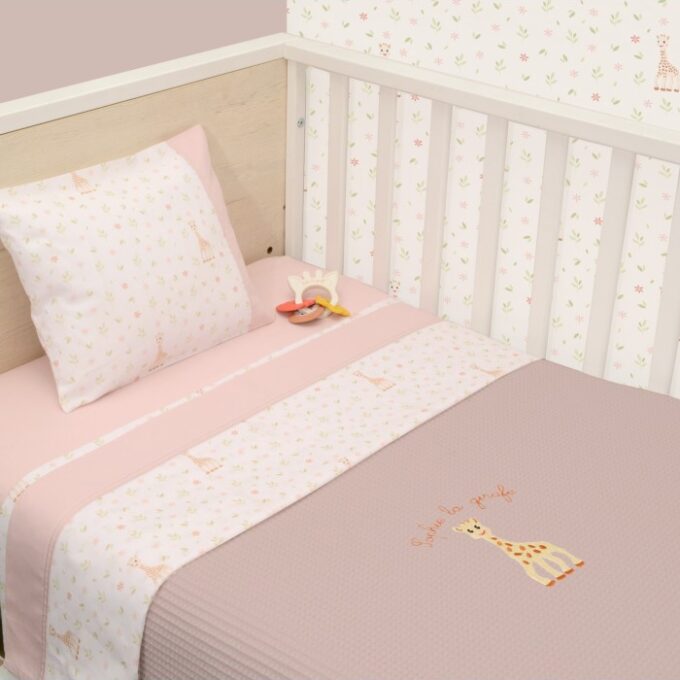 Κουβέρτα Πικέ Κούνιας 100x140 Design 502 Sophie La Girafe-1