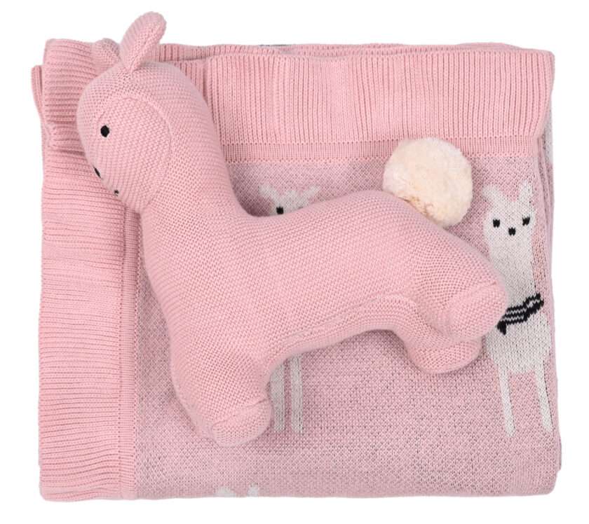Lama/Toy (Pink) 80x100 Baby blanket with toy-2