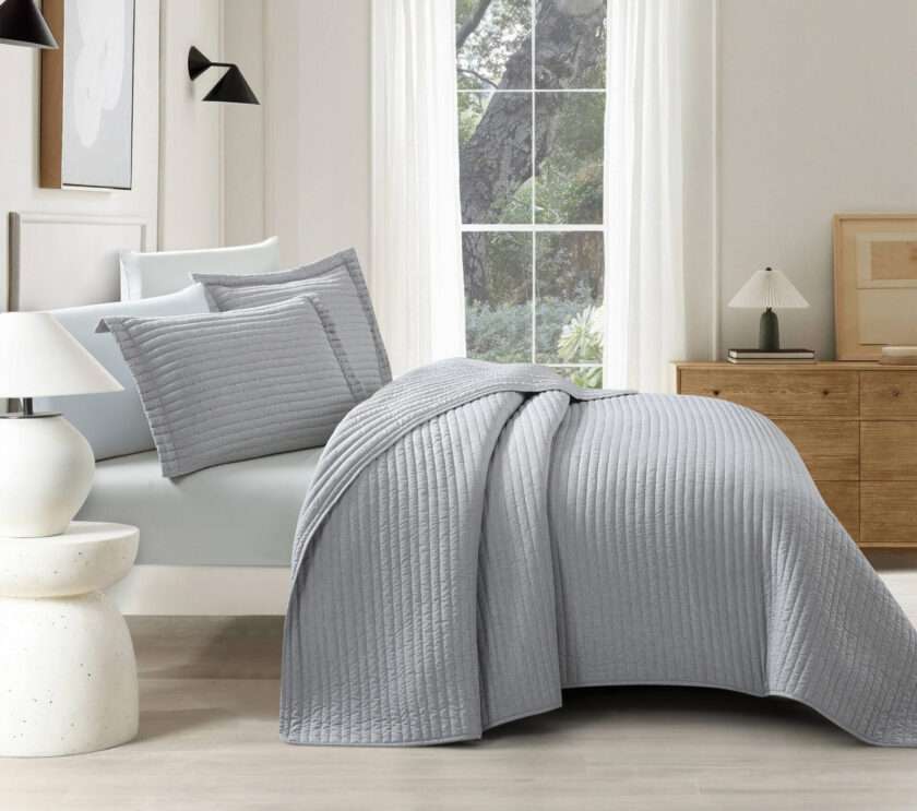 Mabelle (Lt grey) Bedspread-1