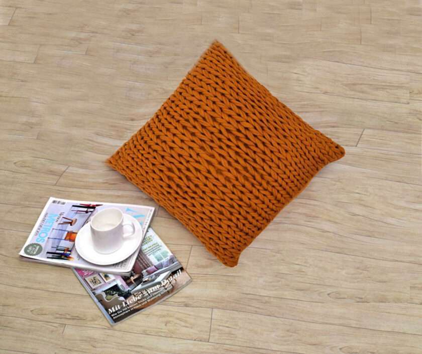 Hand Knit 50x50 Cushion with polyfiller (Mustard)-1