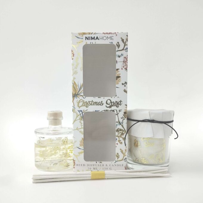 Σετ Αρωματικό Χώρου με Στικ 70ml & Αρωματικό Κερί 130gr - Christmas Spirit